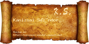 Kanizsai Sándor névjegykártya